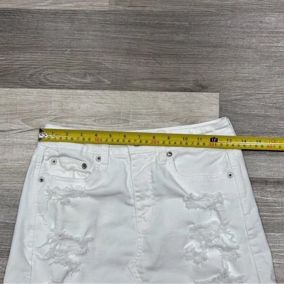 American Eagle Outfitters Jean Skirt white Denim Mini Distress - Picture 7 of 8